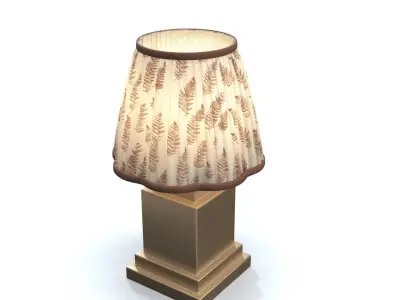 Chocolate Brown Fern Scalloped Table Lamp PBR 3D model