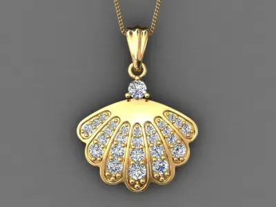 sea shell pendant diamond 3D print model