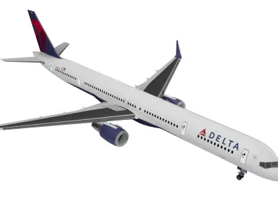  Delta Air Lines Boeing 757-300 with Cabin and Doors Rigged for Cinema 4D 