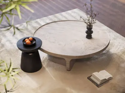 Modern Minimalist Round Coffee Table Set 3D model
