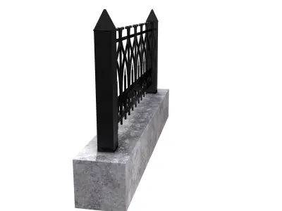Fence metal and marble Low-poly 3D model