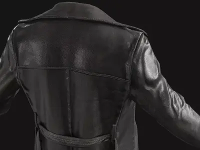 Black Leather Coat Low-poly 3D model