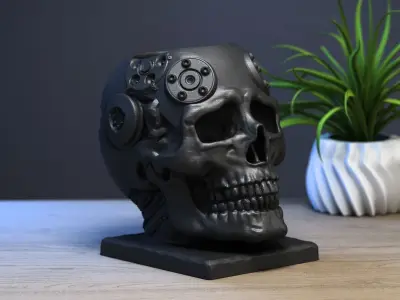Skull robot pen holder Cyborg pen holder 3D print model purchase