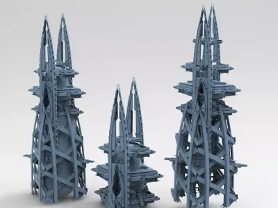 Planet side corporation delta plaza towers 3D model