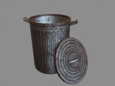 Trash Can Low-poly 3D model