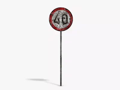 Damaged Speed Limit Sign Low-poly 3D model purchase