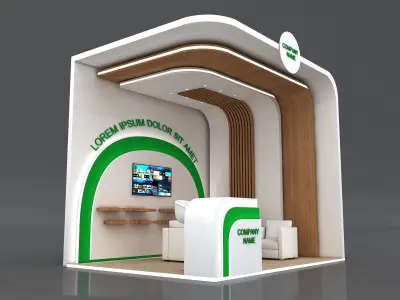 Booth Exhibition Stand Stall 4x3m Height 360 cm 2 Side Open 3D model