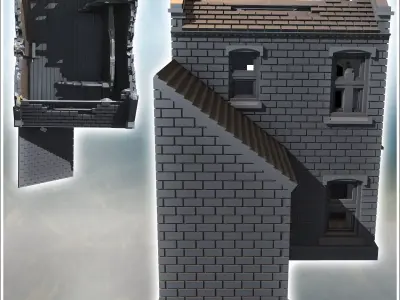 Tiled-roof house with bay window on the ground floor and a large 3D print model buy