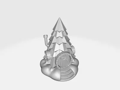 Whimsical Tree Trunk Cottage Fantasy Miniature House 3D print model