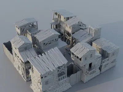 Modular Slum District Tabletop Terrain 28 mm 3D print model