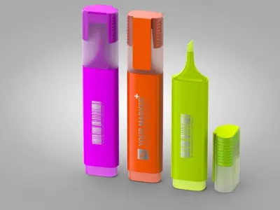 Highlighter Markers Free low-poly 3D model