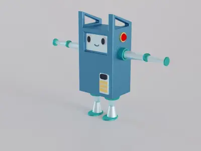 Two robots in cartoon style 3D model
