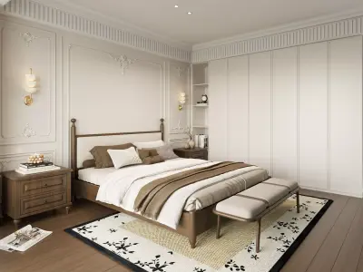 French Style Bedroom 3D Model 3D model