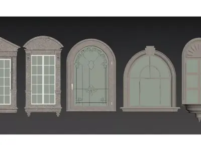 Window-shaped decorative mirror 3D model