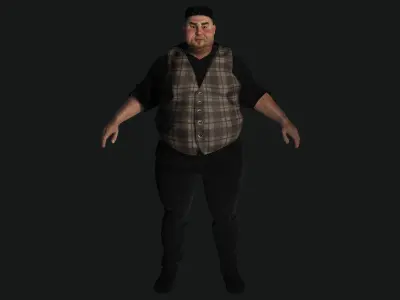 AAA 3D REALISTIC FAT MALE BUSINESSMAN 3-RIG GAME READY CHARACTER Low-poly 3D model