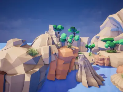 Cartoon Rocks Mobile for UNREAL Low-poly 3D model
