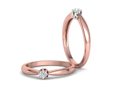 3mm Crown Solitaire Ring two-tone Ring 3dmodel 3D print model
