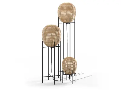 Wicker Sari floor table lamp 3D model