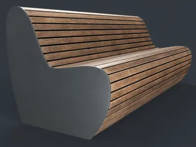 Modern Outdoor Bench 17 PBR Game Ready Low-poly 3D model