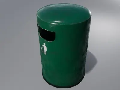 Round Trashcan Low-poly 3D model