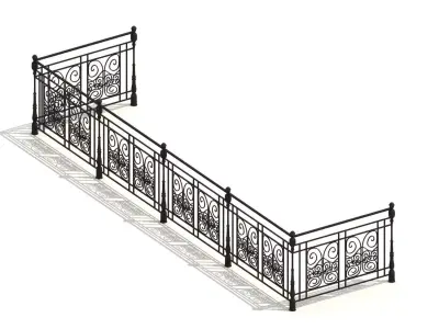 Metal Neoclassical Railing 2 Free 3D model