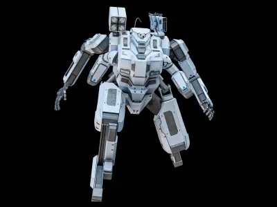  Rigged Sci-Fi Combat Mech Exoskeleton Suit - Winter Skin PBR 