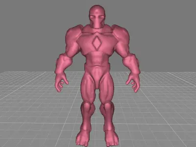 Muscular stone golem Low-poly 3D model