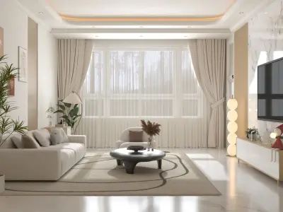 Modern minimalist living room 3D model shop