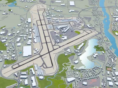 Manchester Boston Regional Airport 10km Low-poly 3D model