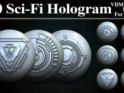 150 Sci -Fi Hologram VDM Brushes Pack for Zbrush  3D model