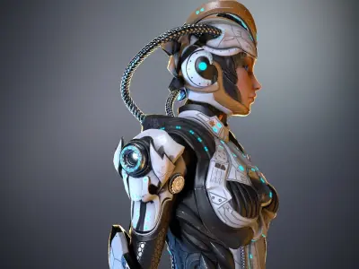 Cyborg cobalt Low-poly 3D model