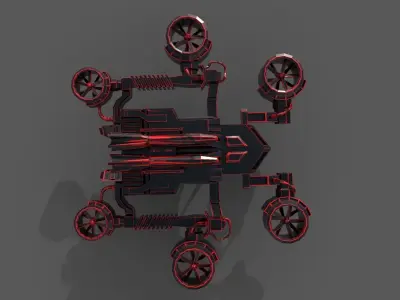Gyrocopter armored vehicle with lights Low-poly 3D model