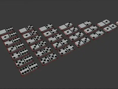 Light Textured Domino Set 28 pieces Low-poly 3D model