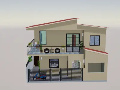 2 Storey House Complete Set with Small Store  3D model
