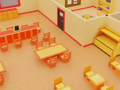 Low Poly Restaurant Low-poly 3D model