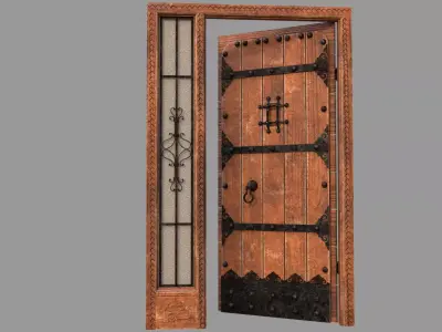 Retro style entrance door Low-poly 3D model