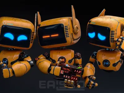 Cute Robot H-74 Yellow 3D model