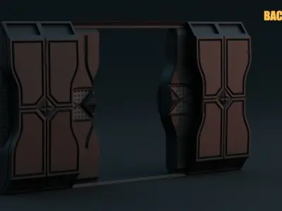 Game-Ready Sci-Fi Door Asset Low-poly 3D model