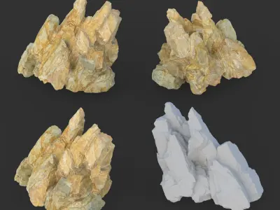 High poly Yellow Spiky Modular Rock 230715 3D model