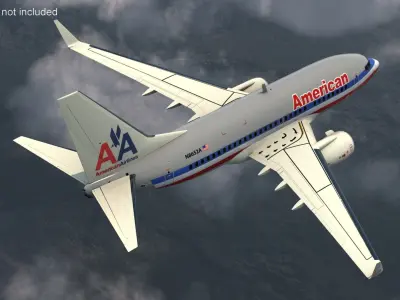  American Airlines Boeing 737-600 with Interior Rigged for Cinema 4D 