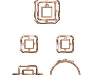 Light wt Ring Earrings Pendant set stl jcd 1-render details 3D print model