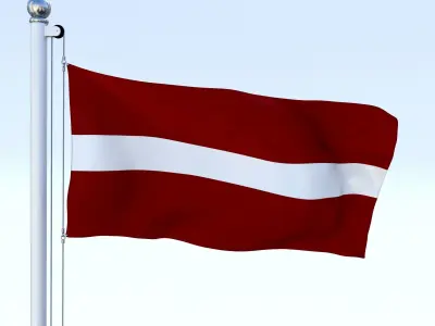 Animated Latvia Flag Low-poly 3D model