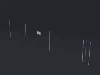 Modular Electric Fence Low-poly 3D model