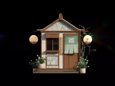 Stylized Japanese  Convenience Store Diorama Low Poly 3D Model  Low-poly 3D model