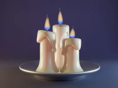 White wax candle Low-poly 3D model