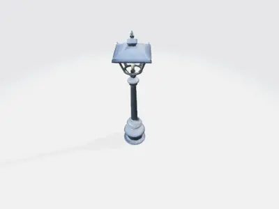 Long street light covered in snow 3D model