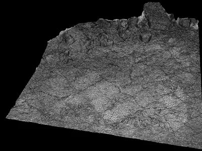 pavement kitchen destroyed house terrain ground photogrammetry Low-poly 3D model