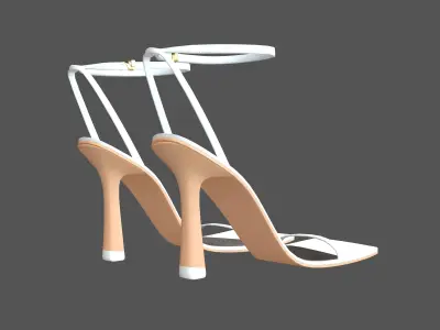 Square Toe Leather Sandals v1 005 Low-poly 3D model