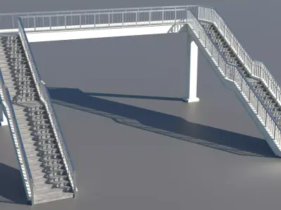 Pedestrian Overpass Bridge with Stairs Low-poly 3D model