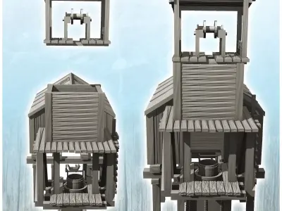 Set of water management building and western water tower 30 - Co 3D print model